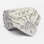 HeartyChic Natural linen Damask Heart Stropdas (Opgerold)