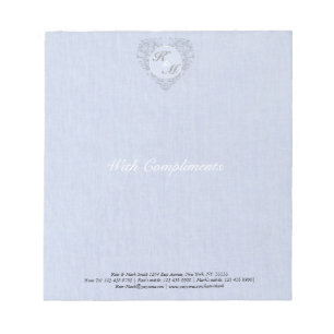 HeartyChic SkyBlue Linen Damask hart Notitieblok