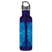 HeartyParty Cobalt Blue en Turquoise Damask Heart Waterfles (Achterkant)