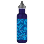 HeartyParty Cobalt Blue en Turquoise Damask Heart Waterfles (Rechts)