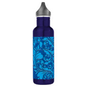 HeartyParty Cobalt Blue en Turquoise Damask Heart Waterfles (Links)