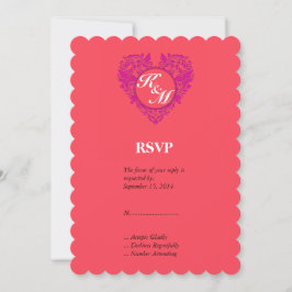 HeartyParty Framboos en Magenta Damast Hart Kaart