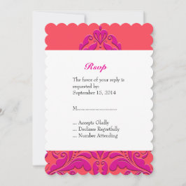 HeartyParty Framboos en Magenta Damast Hart Kaart