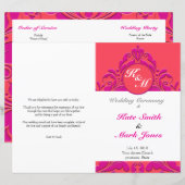 HeartyParty - Frambozen en magenta Damask Heart (Voorkant / Achterkant)