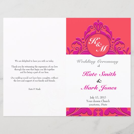 HeartyParty - Frambozen en magenta Damask Heart (Voorkant)