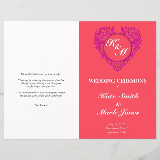 HeartyParty - Frambozen en magenta Damask Heart (Voorkant)