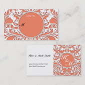 HeartyParty Koral en White Damask Heart Visitekaartje (Voorkant / Achterkant)