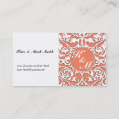 HeartyParty Koral en White Damask Heart Visitekaartje (Achterkant)