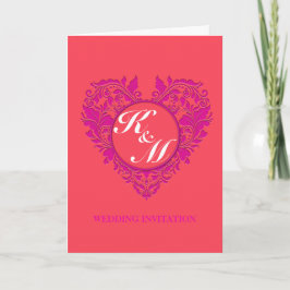 HeartyParty Raspberry en Magenta Damask Heart