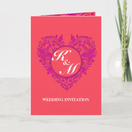 HeartyParty Raspberry en Magenta Damask Heart