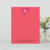 HeartyParty Raspberry en Magenta Damask Heart Briefhoofd Ontwerp (Staand voorkant)