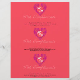 HeartyParty Raspberry en Magenta Damask Heart Briefhoofd Sjabloon