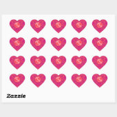 HeartyParty Raspberry en Magenta Damask Heart Hart Sticker (Vel)