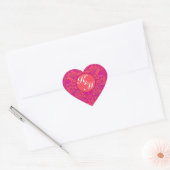 HeartyParty Raspberry en Magenta Damask Heart Hart Sticker (Envelop)