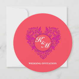 HeartyParty Raspberry en Magenta Damask Heart Kaart