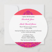 HeartyParty Raspberry en Magenta Damask Heart Kaart (Achterkant)