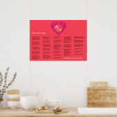 HeartyParty Raspberry en Magenta Damask Heart Poster (Keuken)