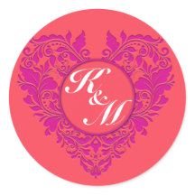 HeartyParty Raspberry en Magenta Damask Heart