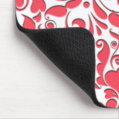 HeartyParty Raspberry Red & White Damask Heart Muismat (Hoek)