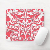 HeartyParty Raspberry Red & White Damask Heart Muismat (Met muis)
