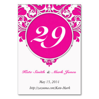 HeartyParty roze magenta en White Damask Heart Kaart