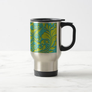 HeartyParty Turquoise en Limoen Damask Heart Reisbeker