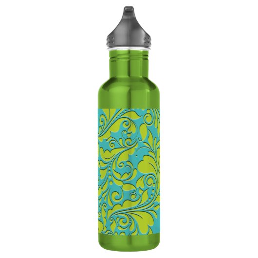 HeartyParty Turquoise en Limoen Damask Heart Waterfles (Rechts)