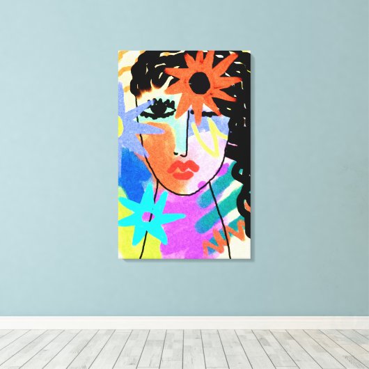 Heat Abstract Digital Portrait of a Woman Canvas Afdruk (Insitu (Houten vloer))