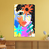 Heat Abstract Digital Portrait of a Woman Canvas Afdruk (Insitu (Woonkamer))
