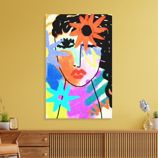 Heat Abstract Digital Portrait of a Woman Canvas Afdruk (Insitu (Woonkamer))
