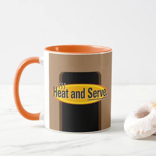 Heat and Serve Black Tekst Gfx Mok (Met donut)
