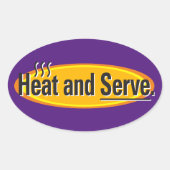 Heat and Serve Black Tekst Gfx Ovale Sticker (Voorkant)