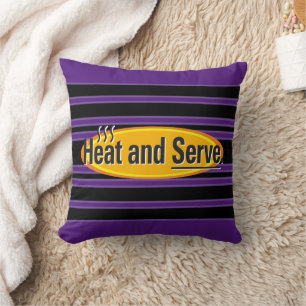 Heat and Serve Black Text Stripes Gfx Kussen