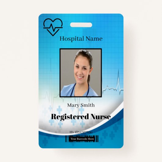 Heat Beat Cross Medical Verticale Foto ID Badge (Voorkant)