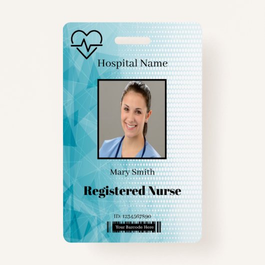 Heat Beat Lifeline geometrische verticale foto-ID Badge (Voorkant)