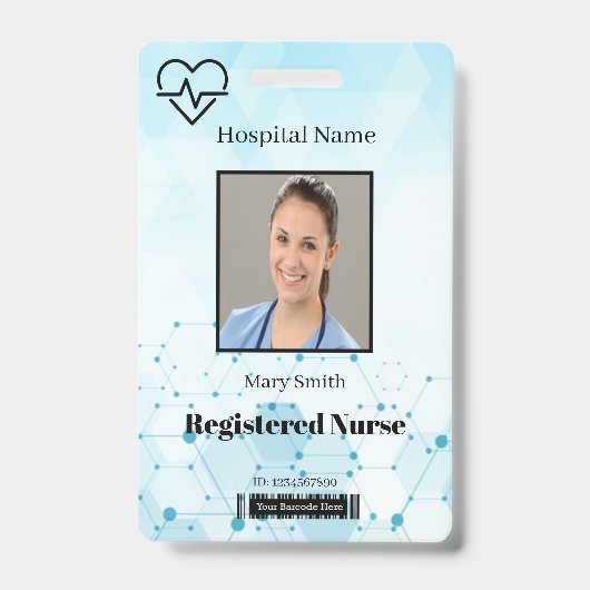 Heat Beat Molecule Medical Verticale Foto ID Badge (Voorkant)