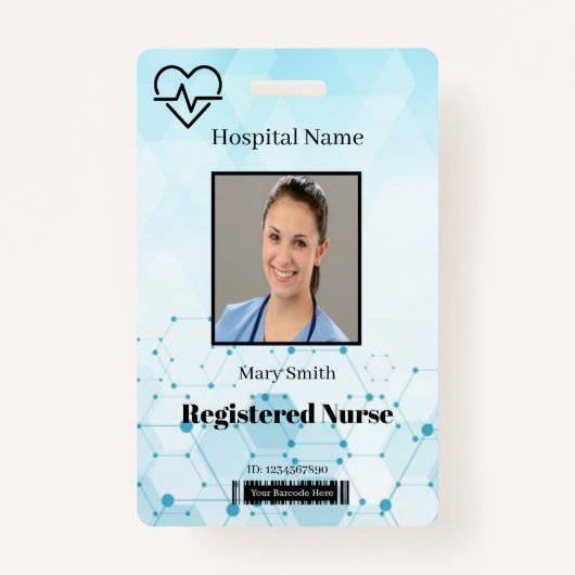 Heat Beat Molecule Medical Verticale Foto ID Badge (Voorkant)