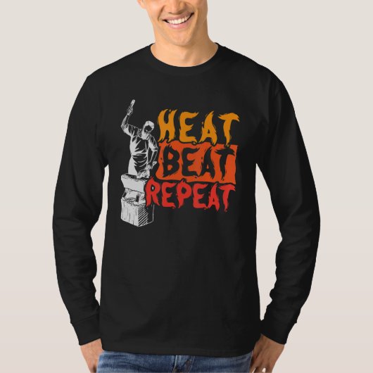 Heat Beat Repat Metalsmith Smeiend Blacksmith T-shirt (Voorkant)