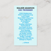 (Heat, Cool, AC Slogan) Gratis schattingen | Blauw Visitekaartje (Achterkant)