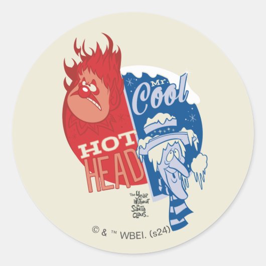 Heat Miser Hot Head & Snow Miser Mr. Cool Ronde Sticker (Voorkant)