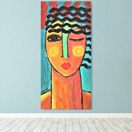 Heat Wave Abstract Portret van een Vrouw Canvas Afdruk (Insitu (Houten vloer))