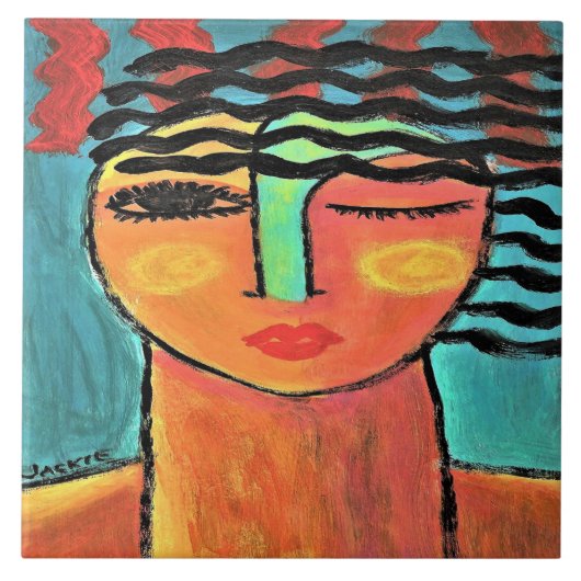 Heat Wave Abstract Portret van een Vrouw Tegeltje (Voorkant)