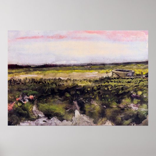 Heath with a Wheelbarrow by Vincent van Gogh Poster (Voorkant)