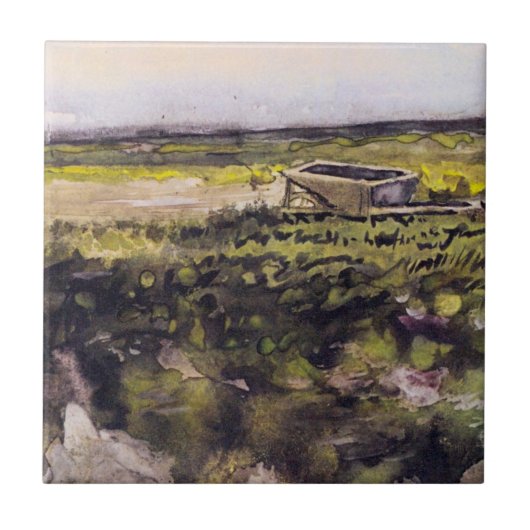 Heath with a Wheelbarrow by Vincent van Gogh Tegeltje (Voorkant)