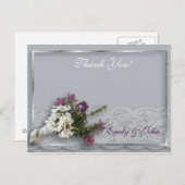 Heather and Lace Wedding Bedankt Briefkaart (Voorkant / Achterkant)