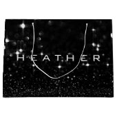 Heather Black White White Glitter Favor Gift Spark Groot Cadeauzakje (Voorkant)