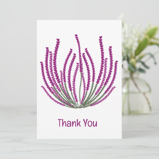 Heather bloemen bedankkaart (Staand voorkant)