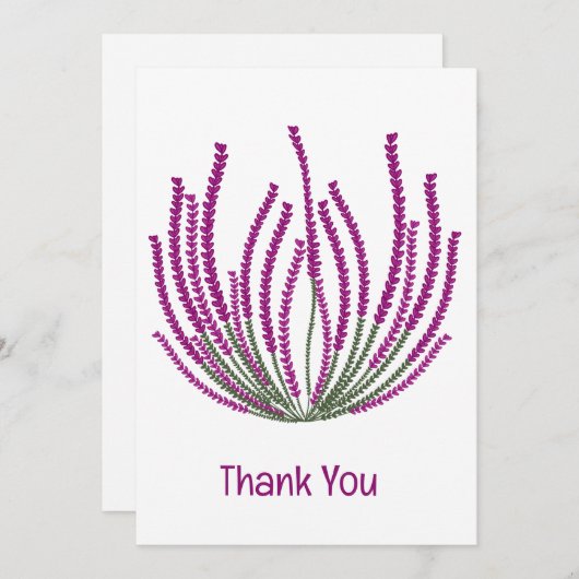 Heather bloemen bedankkaart (Voorkant / Achterkant)