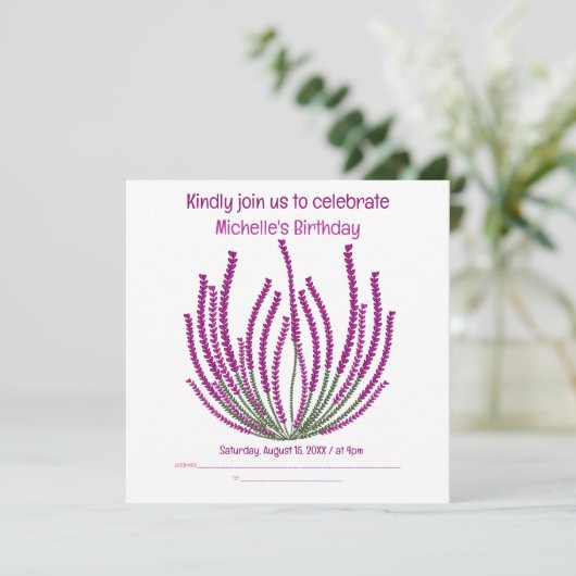 Heather bloemen kaart (Staand voorkant)