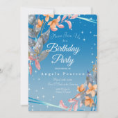 Heather Blue Waterverf Flowers Birthday Party Kaart (Voorkant)